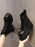 Momentlover Split-Joint Lace-Up Platform Shoes Dr. Martens Boots Boots