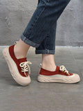 Momentlover Lace-Up Contrast Color Platform Shoes Casual Shoes