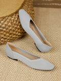 Momentlover Square-Toe Solid Color Shoes Flats