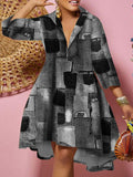 Momentlover Plus Size Imitation Denim A Line Loose Dress AT9626