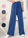 Momentlover Solid Color Loose Modal Wide-Leg Casual Pants