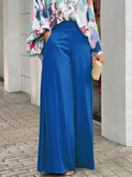 Momentlover Original Contrast Color Blouse&Solid Wide Legs Pants 2 Pieces Set