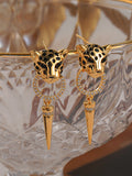 Momentlover Rhine Stones Geometric Animal Shape Drop Earrings