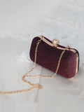 Momentlover Vintage Solid Color Velvet Hand Bag