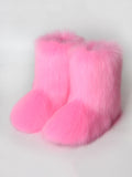 Momentlover Solid Color Round-Toe Keep Warm Boots