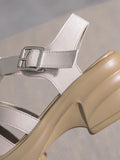Momentlover Round-Toe Hollow Sandals Platform Shoes Gladiators