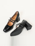 Momentlover Square-Toe Shallow Cut Pumps Mary Janes