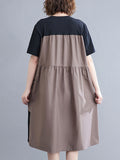 Momentlover Original Loose Split-Joint Contrast Color Midi Dress