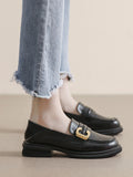 Momentlover Split-Joint Round-Toe Platform Shoes Loafers