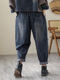 Momentlover Contrast Color Fringed Split-Joint Long Sleeves Printed Outwear + Harem Pants  Two Pieces Set