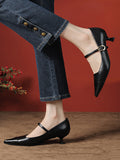 Momentlover Split-Joint Shallow Cut Pointed-Toe Lace-Up Pumps