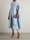 Momentlover Cap Sleeve Solid Color Round-Neck Cape Pants Pants Set Two Pieces Set