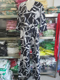 Momentlover Printed Wide Leg Loose V-Neck Jumpsuits