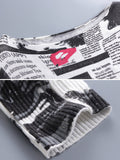 Momentlover Urban Loose One-Shoulder Printed Split-Joint Sweater