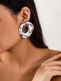 Momentlover Solid Color Hollow Geometric Drop Earrings