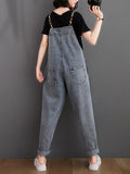 Momentlover Original Leopard Elasticity Denim Overalls