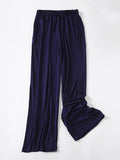 Momentlover Comfortable Drawstring Solid Color Loose Pants