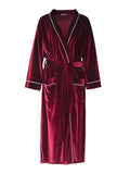 Momentlover Comfortable Solid Bandage V-Neck Pajama Robe