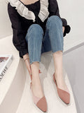 Momentlover V-Cut Split-Joint Pointed-Toe Contrast Color Flats Flat Shoes