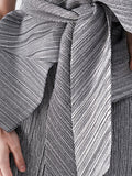 Momentlover Urban Loose Solid Color Tied Pleated Top&V-Back Vest Dress Two Pieces Set