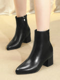 Momentlover Split-Joint Ripped Pointed-Toe Pumps Chelsea Boots