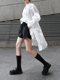 Momentlover Loose Original Designed Irregular Puff Shirt Dress