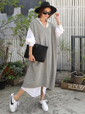 Momentlover Loose V-neck Woolen Waistcoat