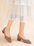 Momentlover Pointed-Toe Houndstooth Shoes Pumps
