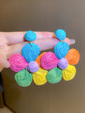 Momentlover Flower Shape Colorful Drop Earrings