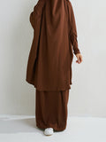 Momentlover Muslim Batwing Sleeves Long Sleeves Solid Color High Neck Shirts Top + Skirts Bottom Two Pieces Set