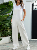 Momentlover Solid Color Buttoned Loose Overalls