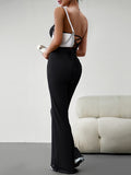 Momentlover Tied Solid Color Bandage Sleeveless High Waisted Tube Jumpsuits