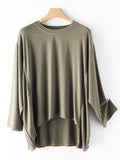 Momentlover Simple Solid Color High-Low Asymmetric Modal Pajama Top