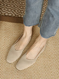 Momentlover Square-Toe Solid Color Shoes Flats