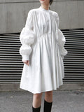 Momentlover Loose Original Designed Irregular Puff Shirt Dress