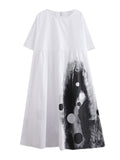 Momentlover Original Loose Polka-Dot Pleated Midi Dress