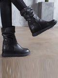 Momentlover Leisure Fashion Solid Leather Martin Boots