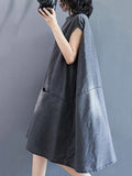 Momentlover Original Split-Joint With Pocket Denim Dress