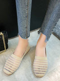 Momentlover Striped Contrast Color Breathable Flat Shoes