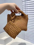 Momentlover Woven Solid Color Handbags Bags