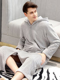 Momentlover Comfortable Hooded Zipper Warm Pajama Robe