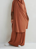 Momentlover Muslim Batwing Sleeves Long Sleeves Solid Color High Neck Shirts Top + Skirts Bottom Two Pieces Set