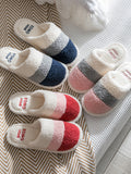 Momentlover Indoor Non-Slip Keep Warm Striped Slippers