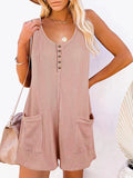Momentlover Split-Joint Sleeveless Loose U-Neck Rompers