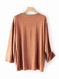 Momentlover Simple Solid Color High-Low Asymmetric Modal Pajama Top