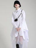 Momentlover Urban Loose Split-Joint Lapel Long Sleeves Midi Dress