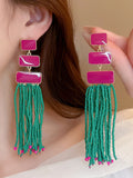 Momentlover Tasseled Geometric Drop Earrings