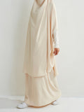 Momentlover Muslim Batwing Sleeves Long Sleeves Solid Color High Neck Shirts Top + Skirts Bottom Two Pieces Set
