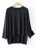 Momentlover Simple Solid Color High-Low Asymmetric Modal Pajama Top