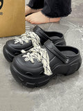 Momentlover Round-Toe Hollow Slider Sandals Platform Shoes Crocs